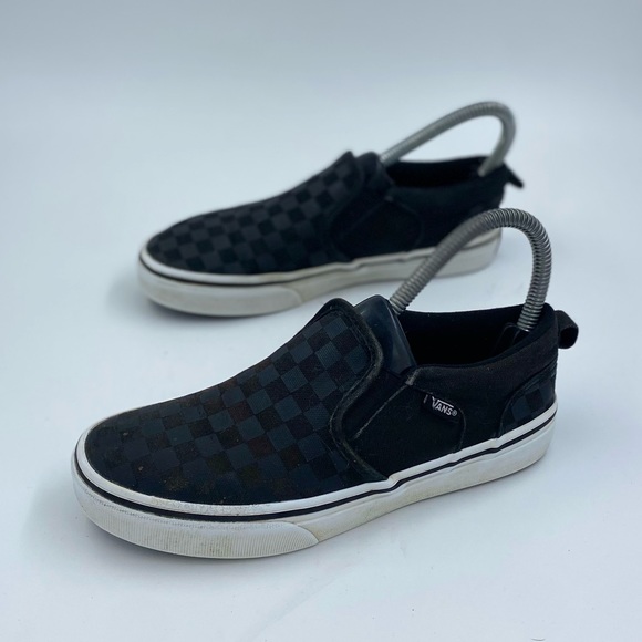 Vans black checkered slip on kids 3.5 - Picture 1 of 6